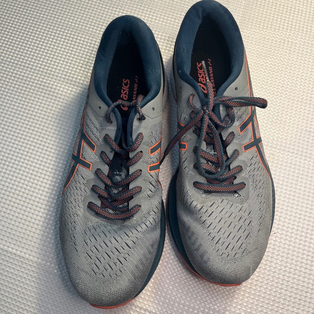 Asics Gray, Orange and Teal Sneakers